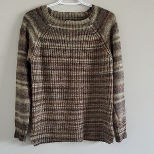 Sherpa Adventure Gear Striped Earth-Tone Crew Neck Sweater Cotton Wool Blend M